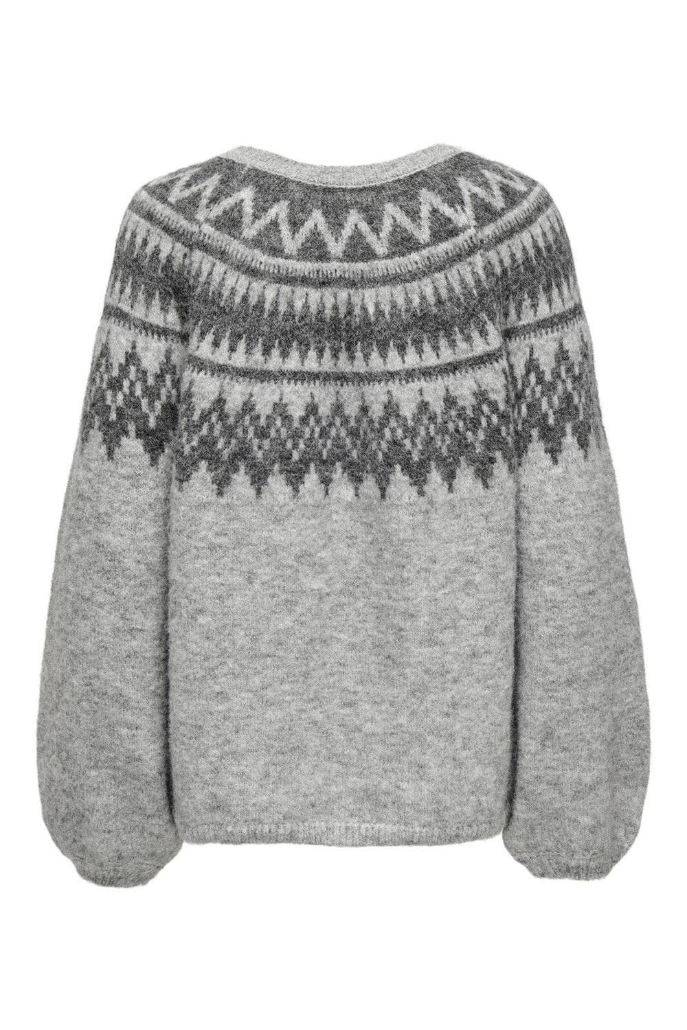 Only - Onlreykja Ls O-Neck Knt - 4806702 Light Grey Melange Dark Grey Melange