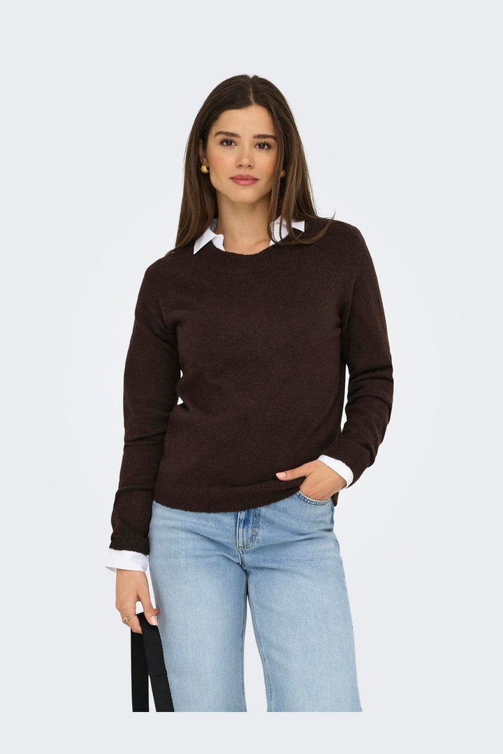 Only - Onlrica L/S Pullover Knt - 4824236 Chocolate Torte W. Melange