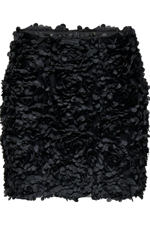 Only - Onlrosebloom Short Skirt - 4913284 Black Rose Flower (Black) Nederdele 