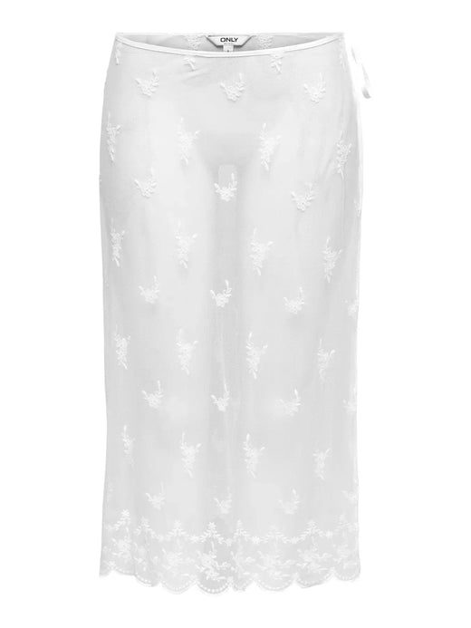 Only - Onlsafea Midi Mesh Lace Tie Skirt - 4987619 Bright White Nederdele 