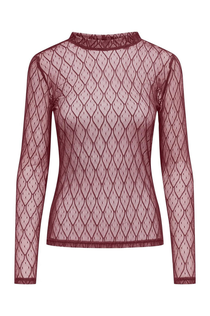 Only - Onlsalina L/S Lace Top - 4928592 Cabernet