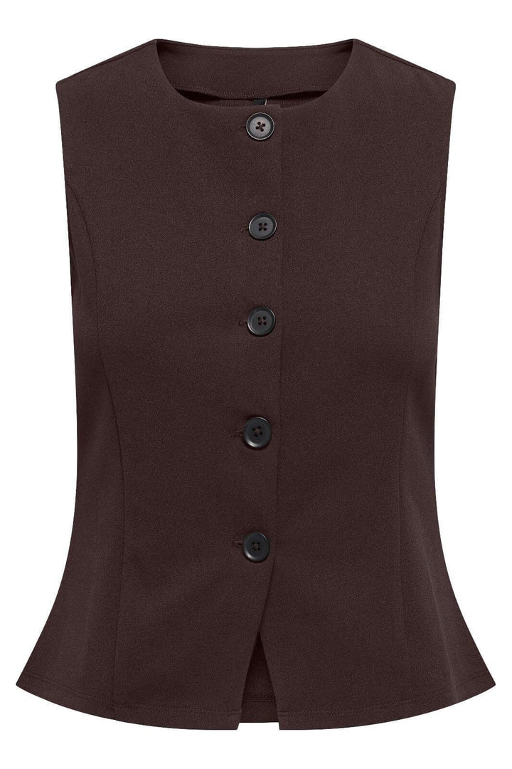 Only - Onlsania Life S/L Button Vest - 4928566 Black Coffee Veste 