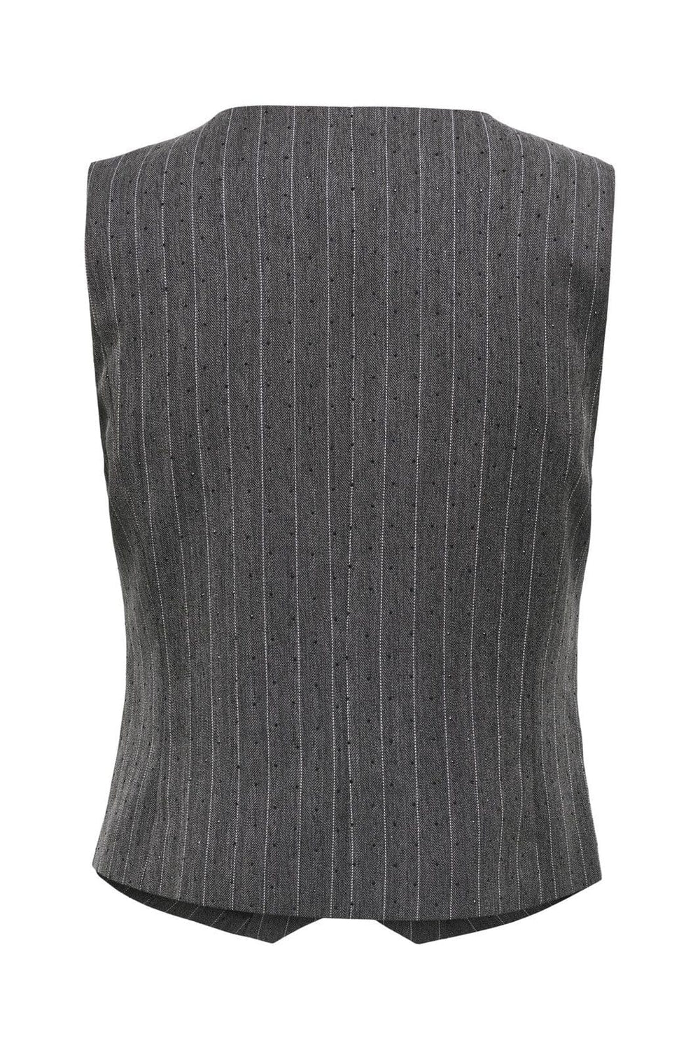 Only - Onlsiga Life S/L Hb Rhine Waistcoat Tlr - 4857887 Dark Grey Melange Pinstripe W. Rhinestone