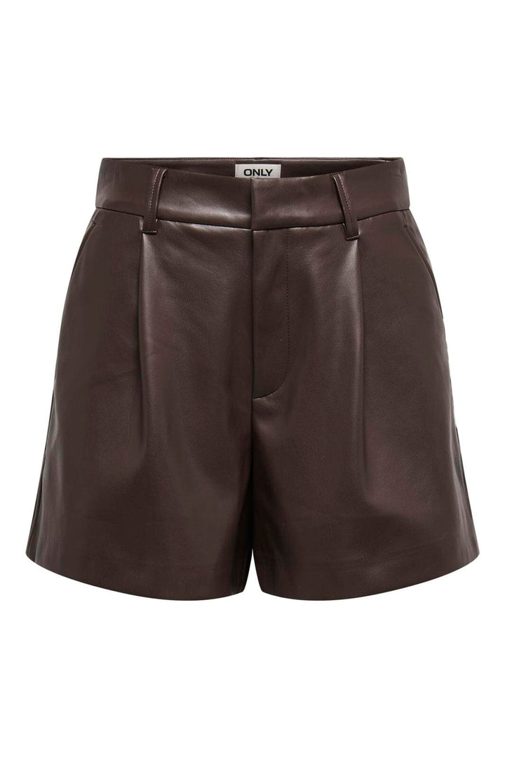 Only - Onlsmooth Faux Lea Shorts 2 - 4877047 Seal Brown