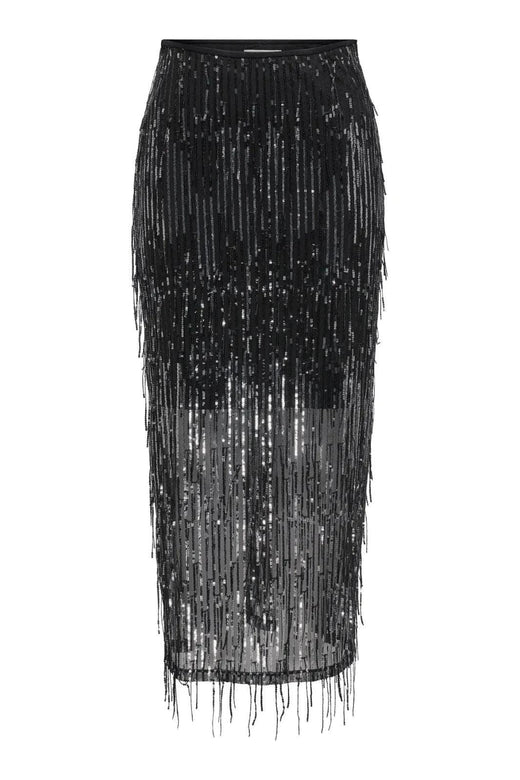 Only - Onlspacy Long Sequins Skirt - 4877211 Black W. Silver Sequins Nederdele 