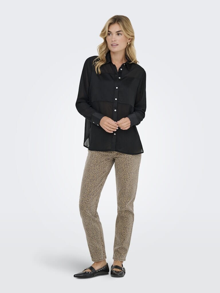 Only - Onlstar Life L/S Breeana Mix Shirt Solid - 4883781 Black Skjorter 