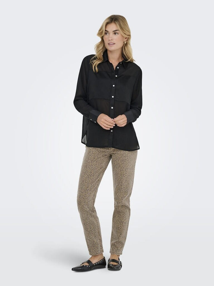 Only - Onlstar Life L/S Breeana Mix Shirt Solid - 4883781 Black Skjorter 