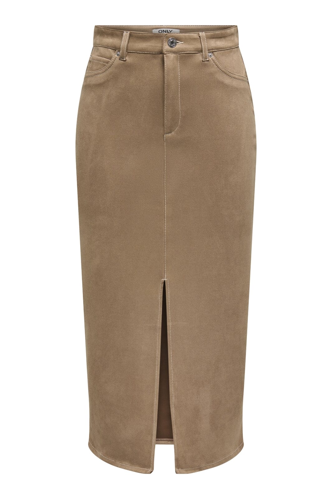 Only - Onlstina Life Faux Suede Skirt Cc - 4786482 Cocoa Créme W Contrast Stitch