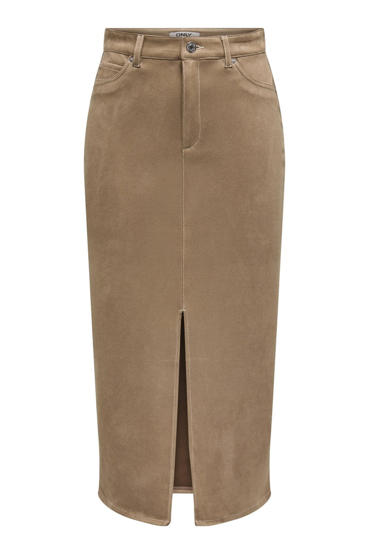 Only - Onlstina Life Faux Suede Skirt Cc - 4786482 Cocoa Créme W Contrast Stitch