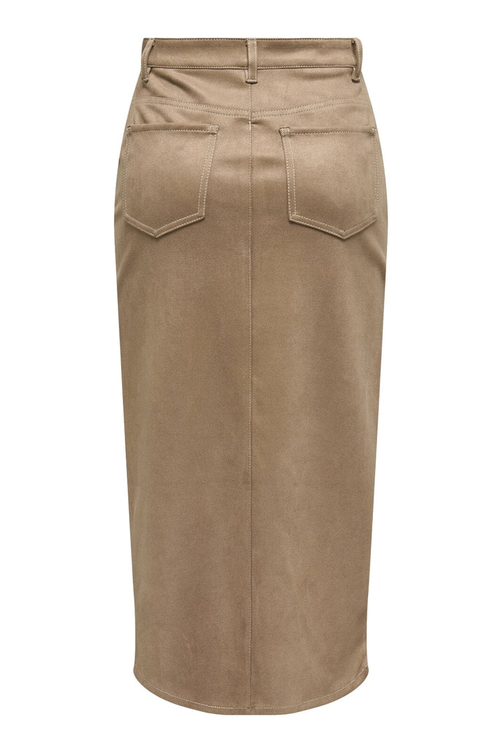 Only - Onlstina Life Faux Suede Skirt Cc - 4786482 Cocoa Créme W Contrast Stitch