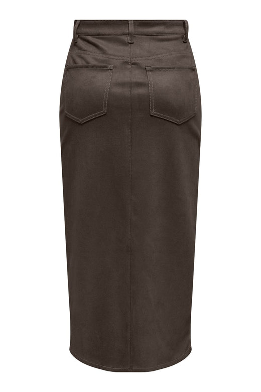 Only - Onlstina Life Faux Suede Skirt Cc - 4854254 Seal Brown W Contrast Stitch