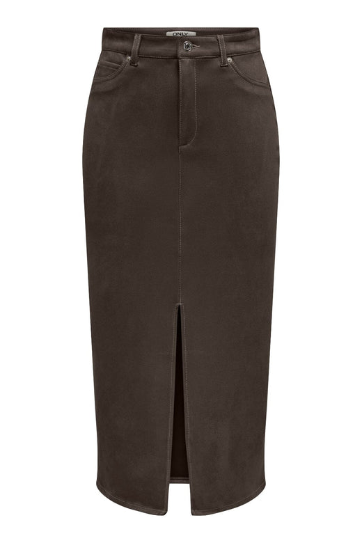 Only - Onlstina Life Faux Suede Skirt Cc - 4854254 Seal Brown W Contrast Stitch