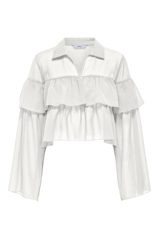 Only - Onlsuzzi L/S Frill Tie Top Ox - 4882991 Cloud Dancer