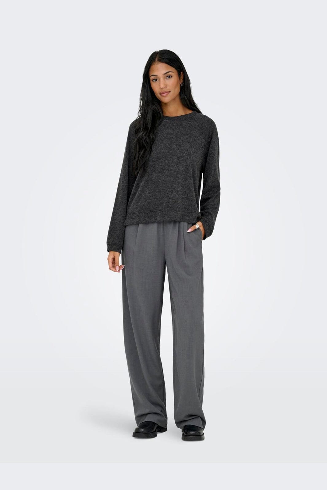 Only - Onlsvea Life Pull-Up Pant - 4880107 Dark Grey Melange