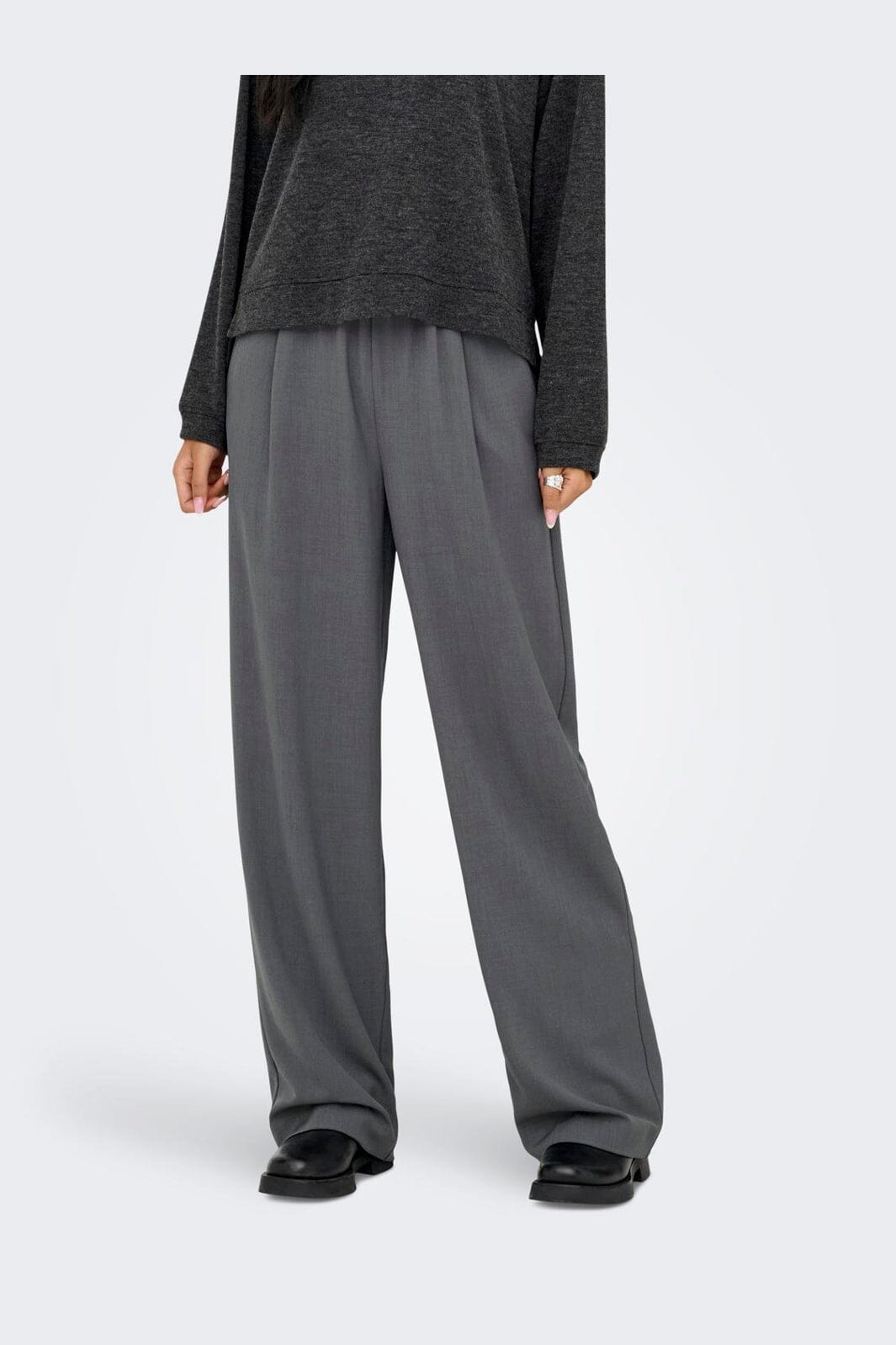 Only - Onlsvea Life Pull-Up Pant - 4880107 Dark Grey Melange