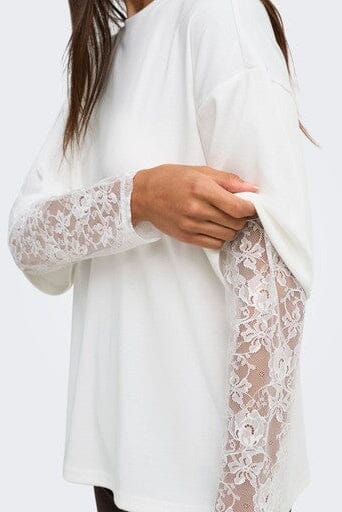 Only - Onltahlia L/S Lace Top - 5146836 Cloud Dancer Dtm Lace T-shirts 