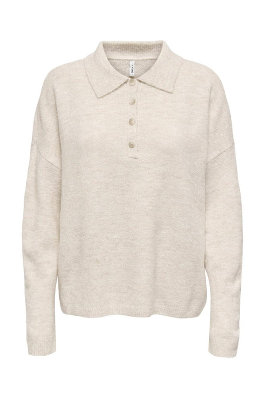 Only - Onltalio Ls Polo Neck Bf Knt - 4928919 Whitecap Gray Melange/Dtm Horn Button