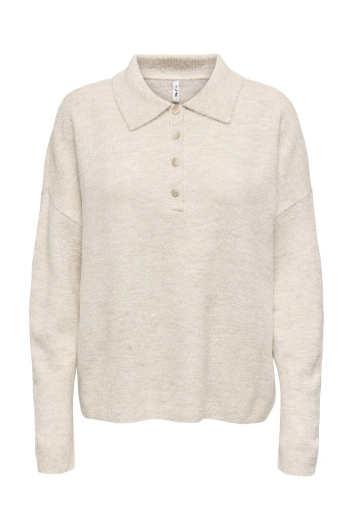 Only - Onltalio Ls Polo Neck Bf Knt - 4928919 Whitecap Gray Melange/Dtm Horn Button