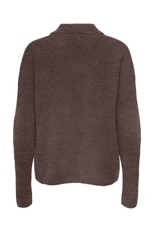 Only - Onltalio Ls Polo Neck Bf Knt - 4932484 Chocolate Martini Melange/Dtm Horn Button