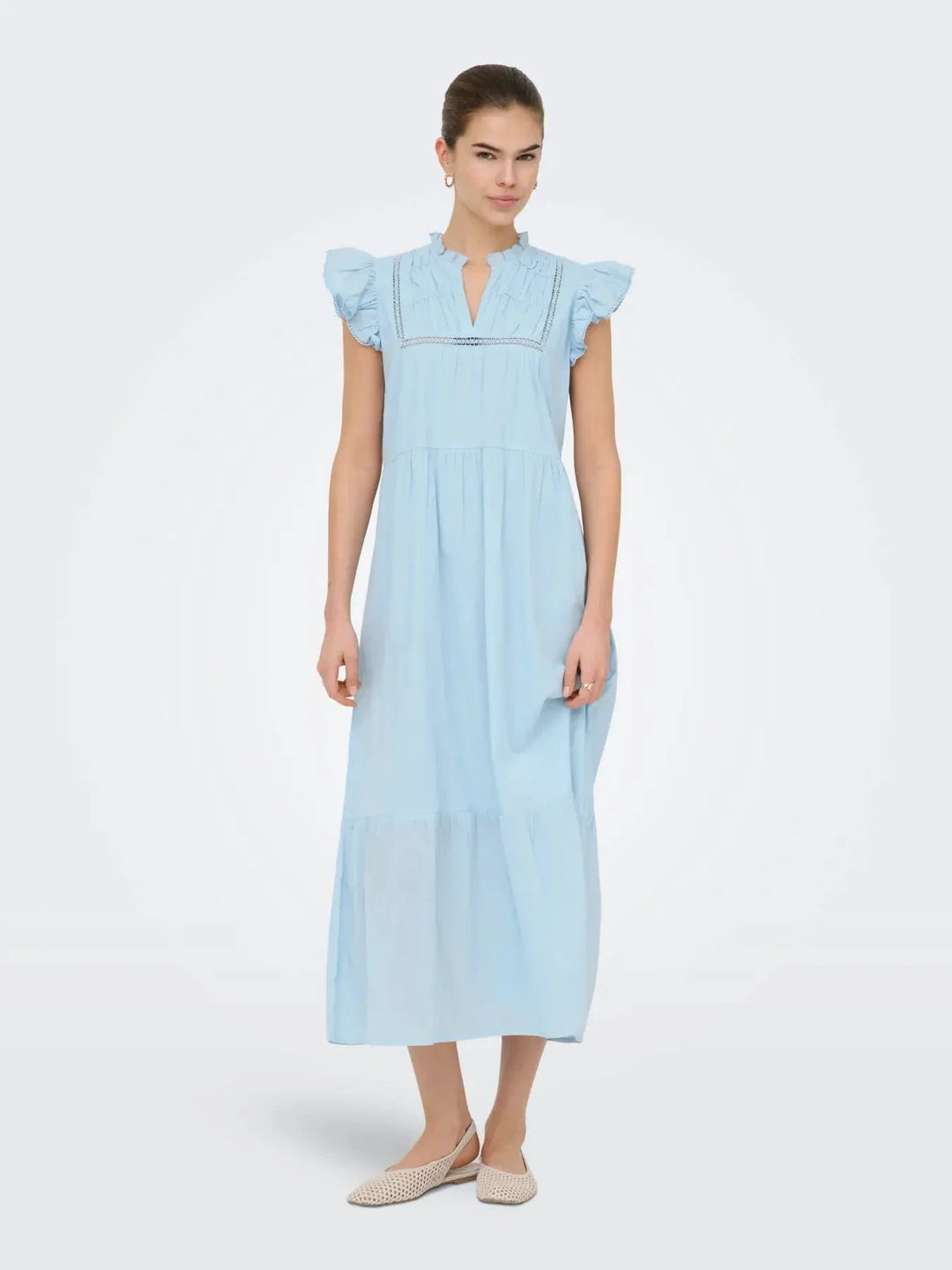 Only - Onltea-Idris S/L Frill Tape Dress - 5014281 Dream Blue Kjoler 