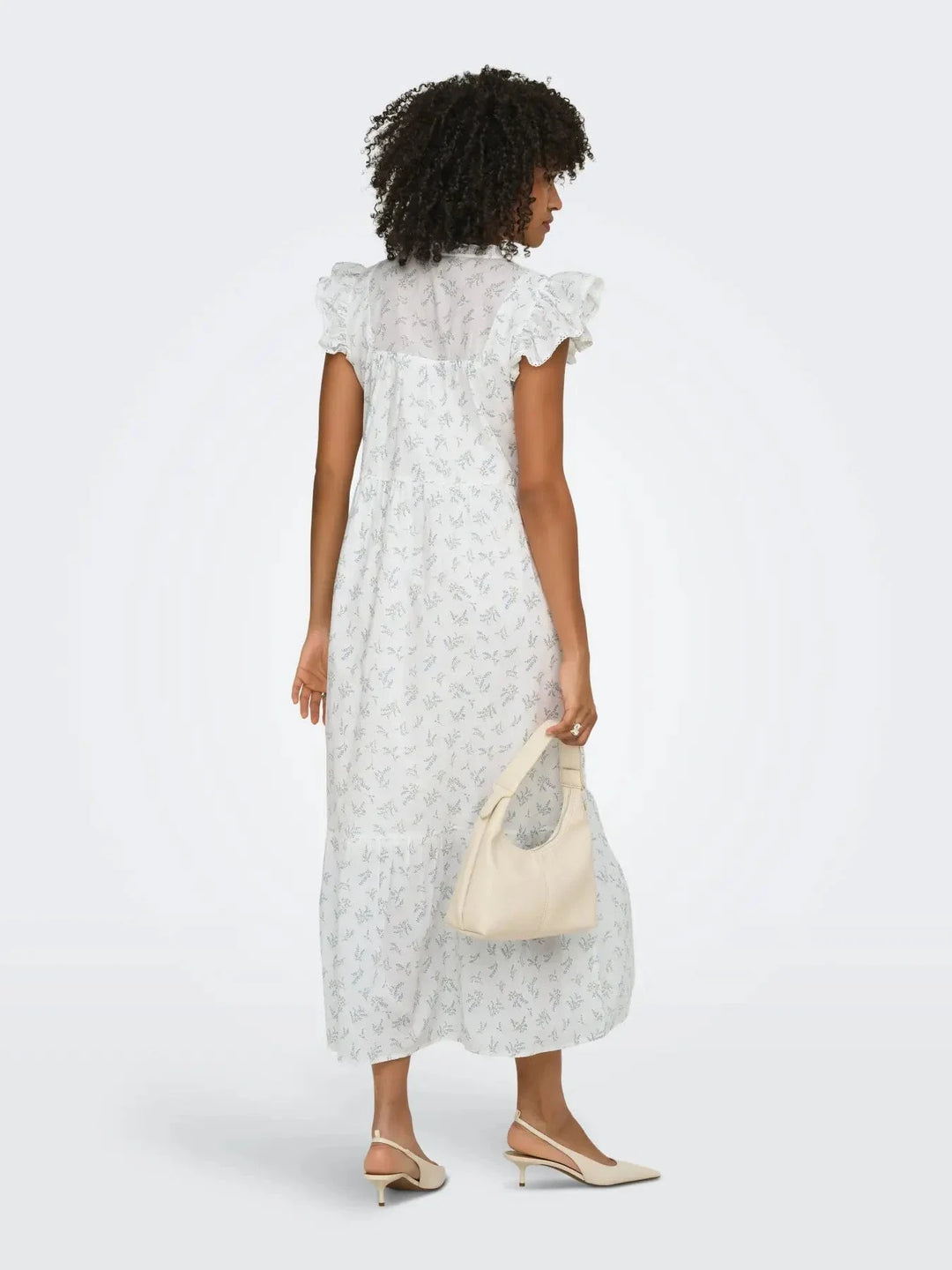 Only - Onltea-Idris S/L Frill Tape Dress - 5014284 Cloud Dancer Wild Bundels Kjoler 