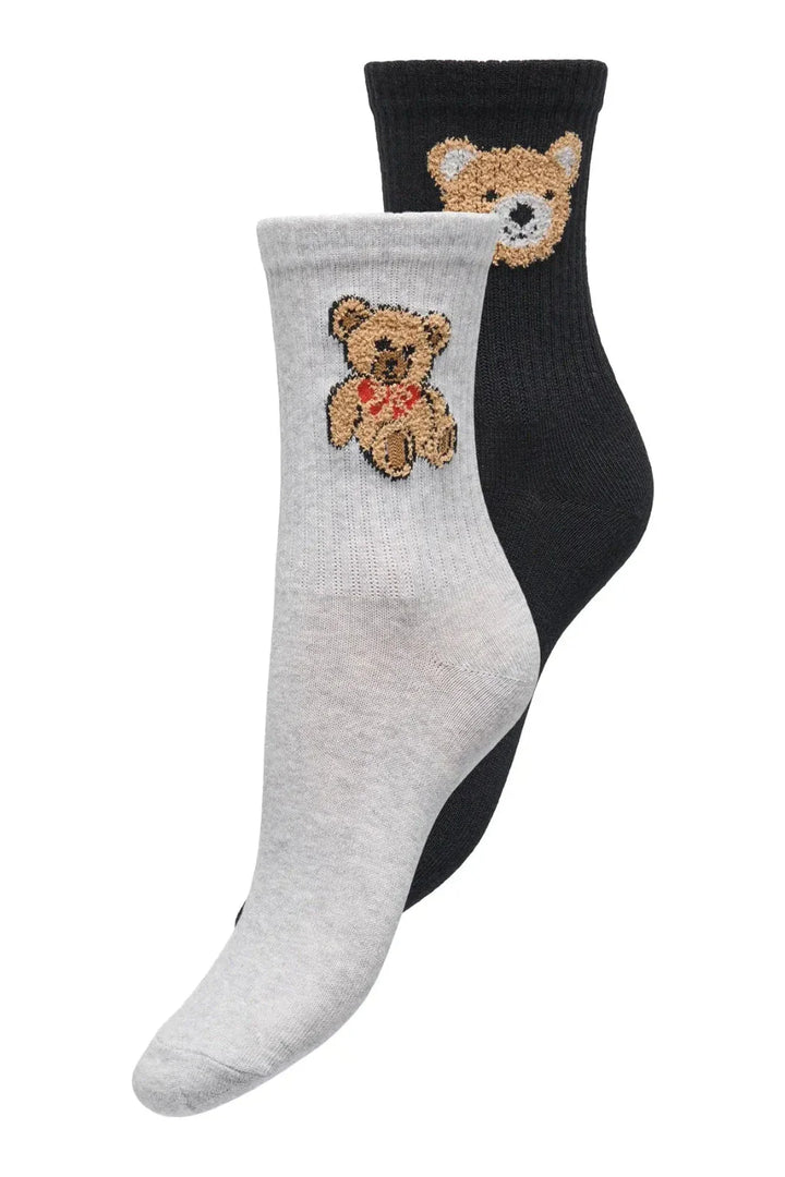 Only - Onlteddy Chenille 2-Pack Sock Acc - 4900878 Black Black + Lgm Strømper 