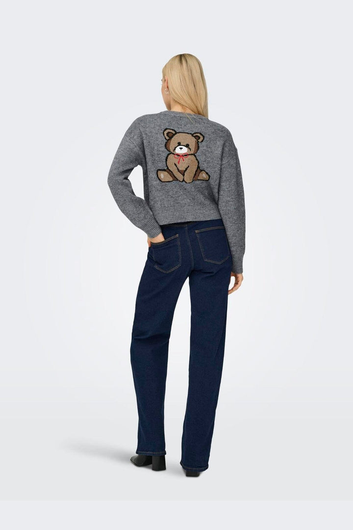 Only - Onlteddy Ls Cardigan Knt - 4882989 Medium Grey Melange Teddy