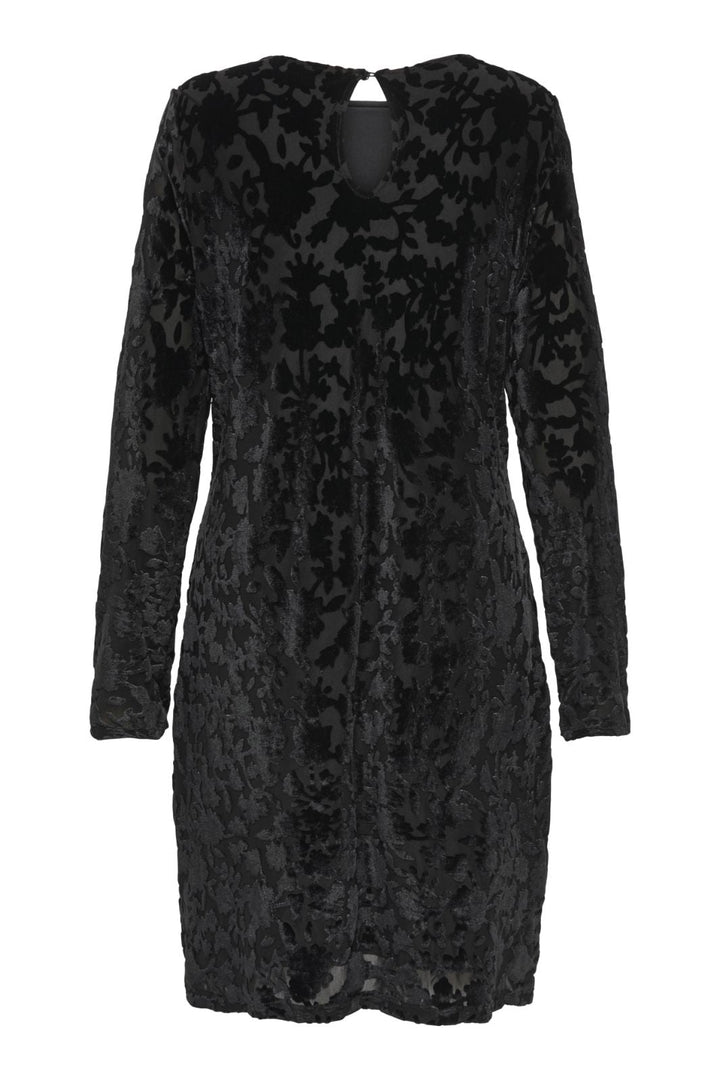 Only - Onlthea L/S Flock Dress - 4929138 Black Parry Flowers (Black) Kjoler 
