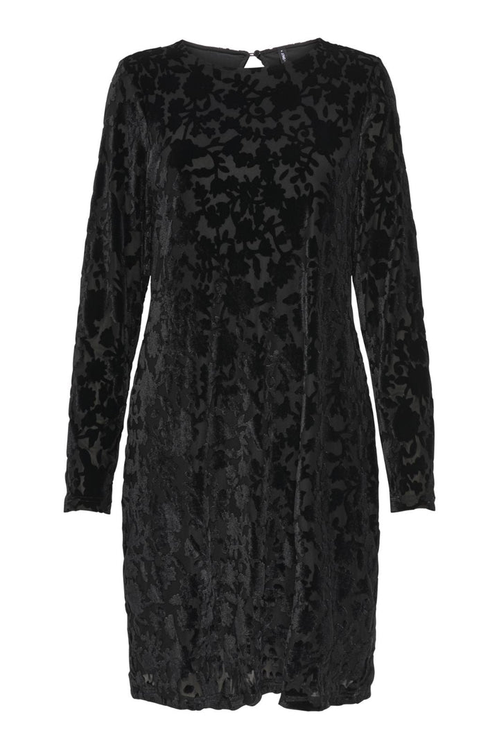 Only - Onlthea L/S Flock Dress - 4929138 Black Parry Flowers (Black) Kjoler 