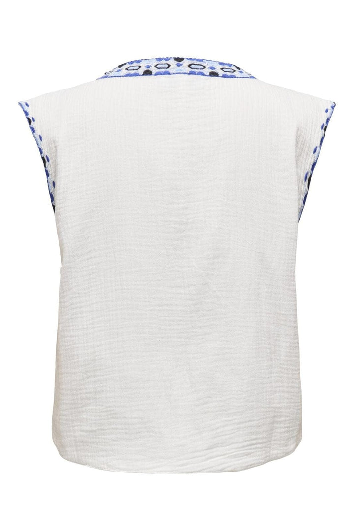 Only - Onlthyra Life Sl Emb Vest - 4754358 Cloud Dancer W Blue Tones Emb