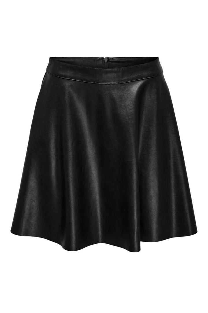 Only - Onluna Faux Leather Flared Skirt - 4851965 Black Nederdele 