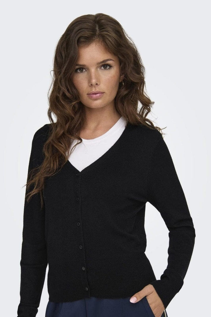 Only - Onlvenice Life Ls Vneck Cardi Knt - 4604853 Black