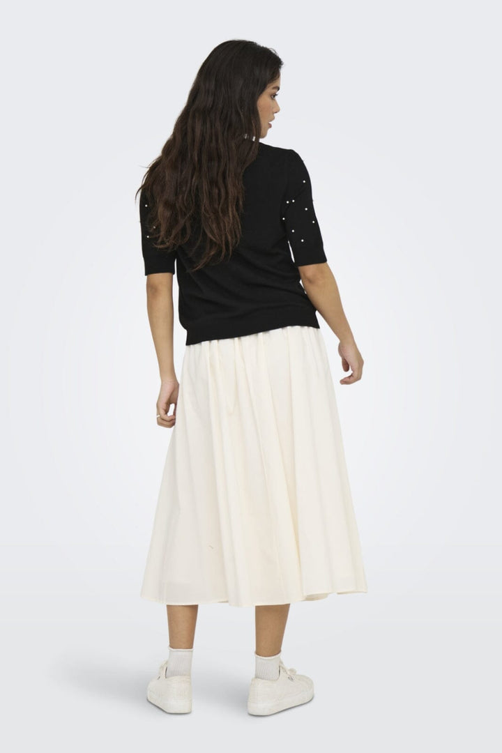 Only - Onlvenice Life Ss Pearl O-Neck Knt - 4894634 Black White Pearls Toppe 