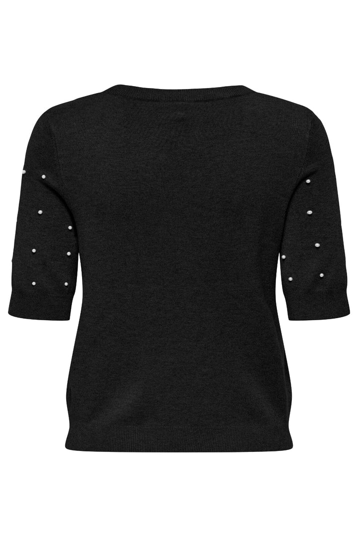 Only - Onlvenice Life Ss Pearl O-Neck Knt - 4894634 Black White Pearls Toppe 
