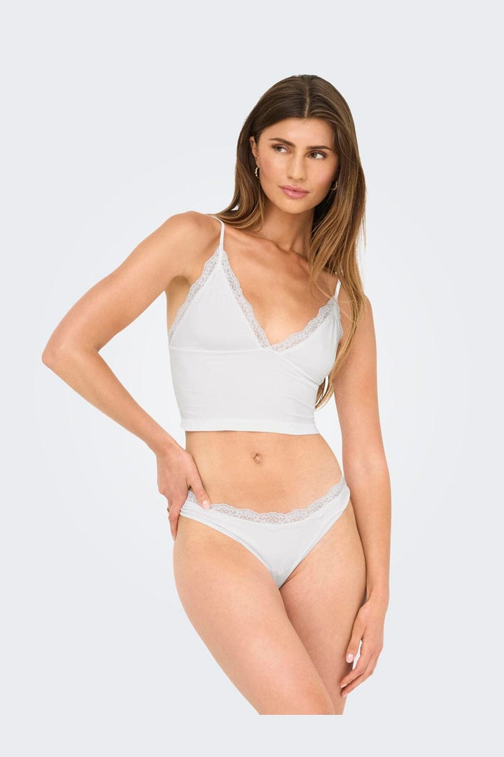 Only - Onlvicky Lace Singlet V-Neck Acc - 4816299 Bright White