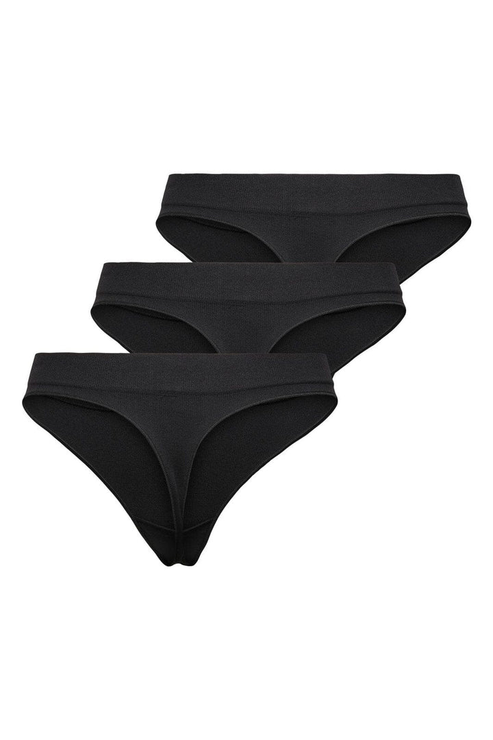 Only - Onlvicky Rib S-Les Thong 3-Pack Acc - 4226680 Black X 3