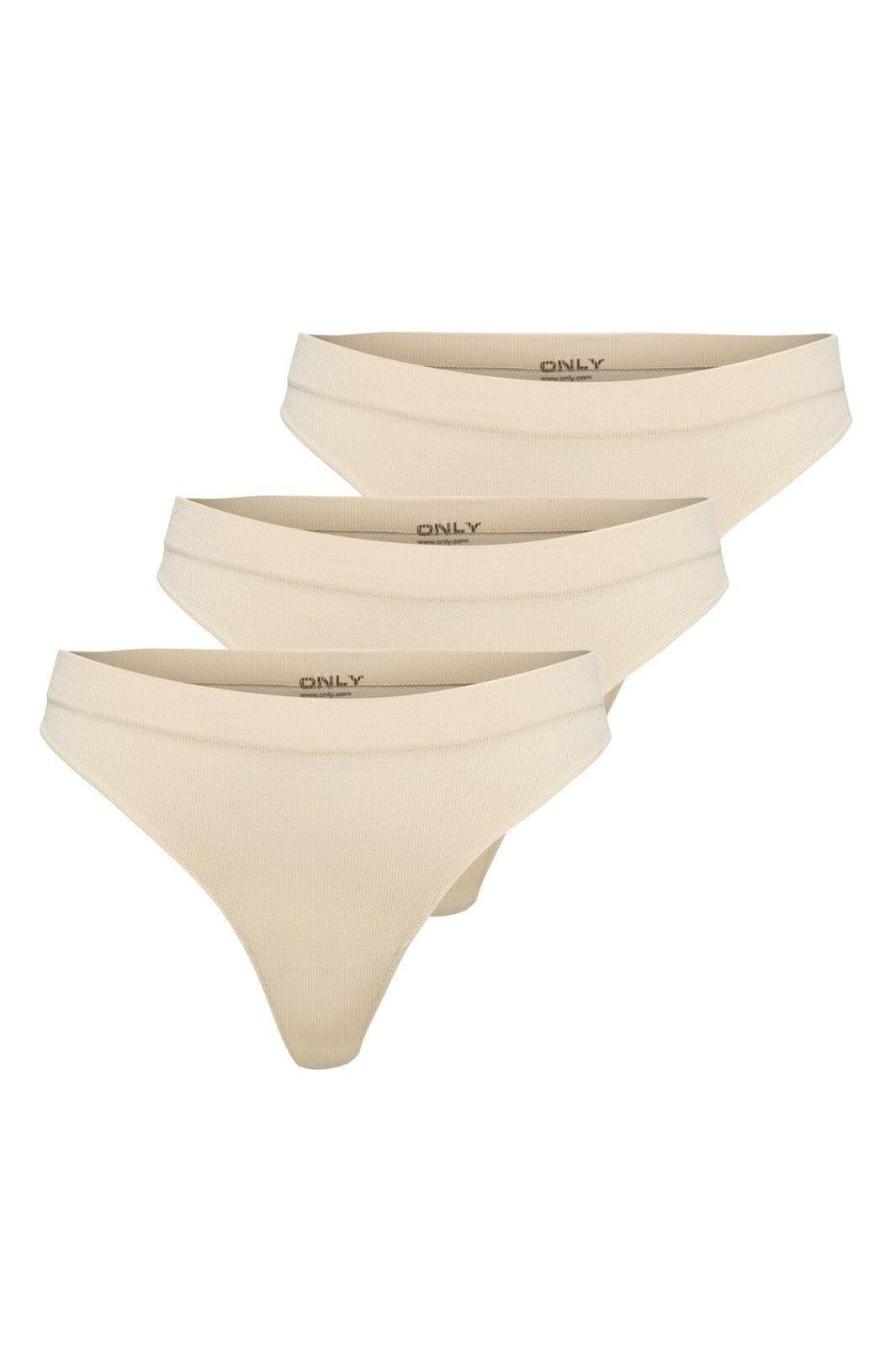 Only - Onlvicky Rib S-Les Thong 3-Pack Acc - 4779817 Peach Taffy X 3