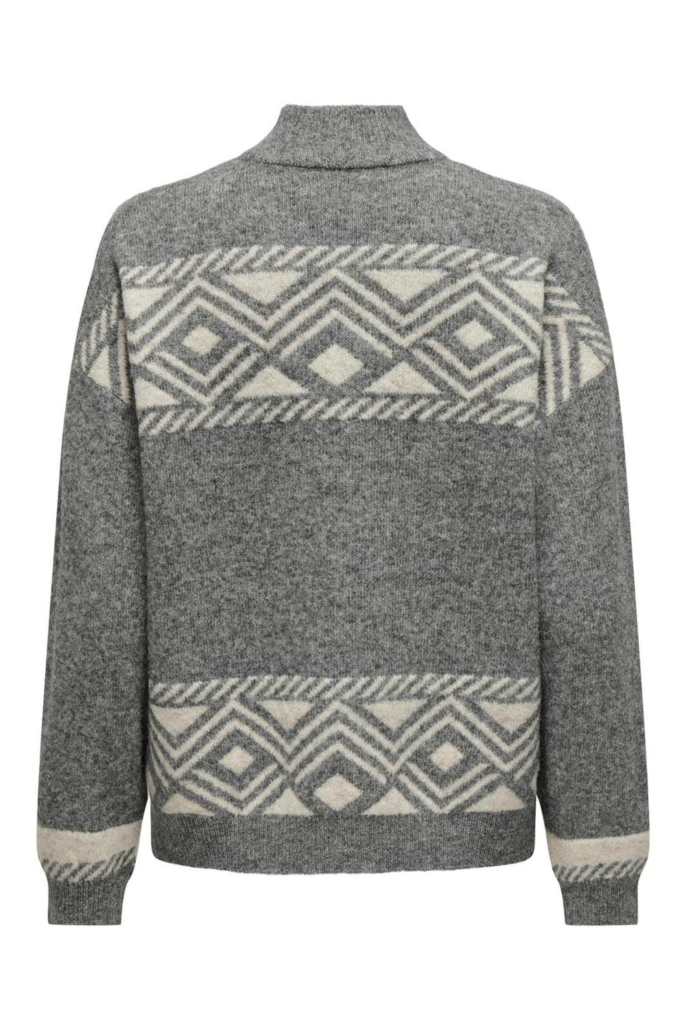 Only - Onlvictoria L/S Pullover Knt - 4596999 Medium Grey Melange Pumice Stone Jacquard