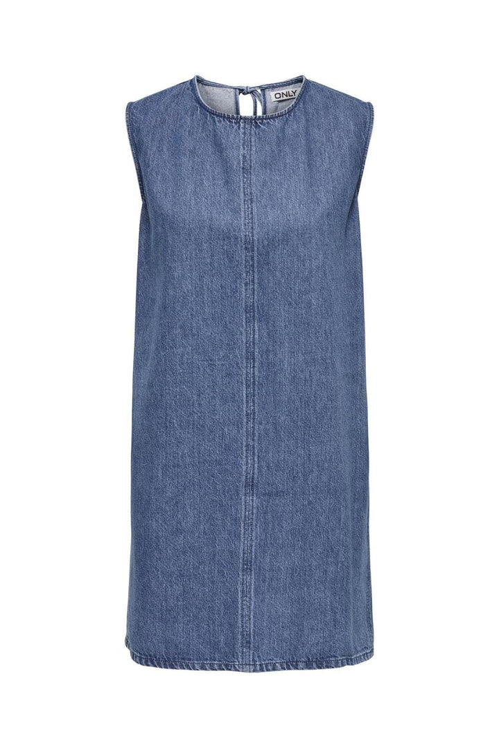 Only - Onlvigga S/L Open Back Dress Sik - 4799444 Medium Blue Denim