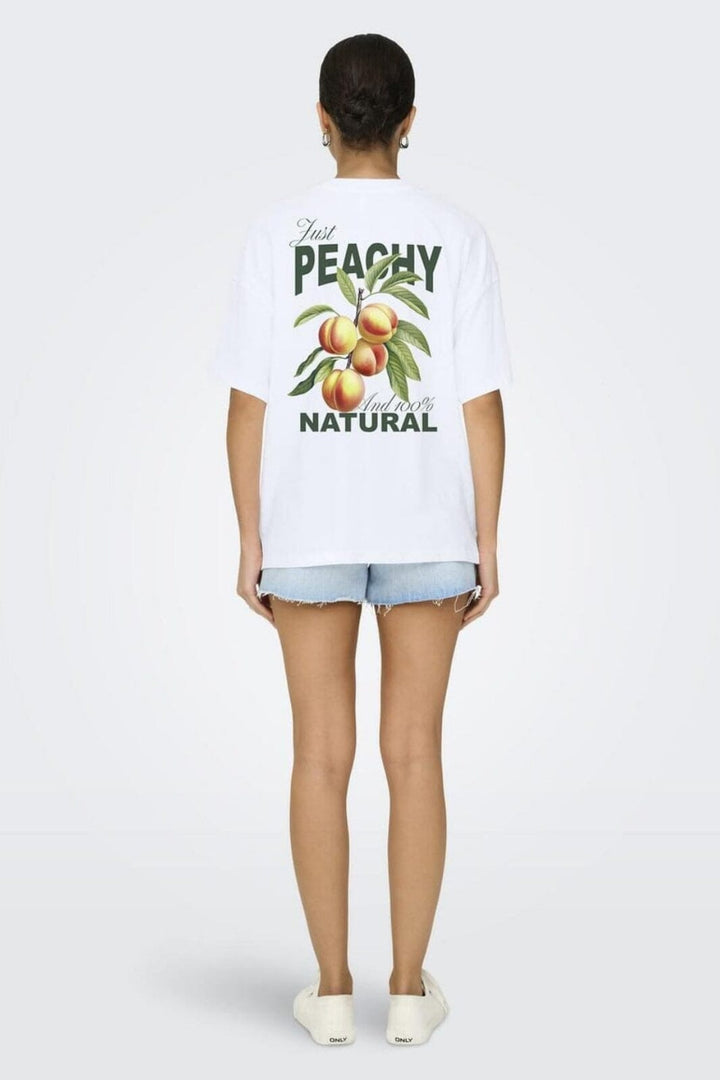 Only - Onlvivvi Life S/S Lovely Top - 4841615 Bright White Just Peachy