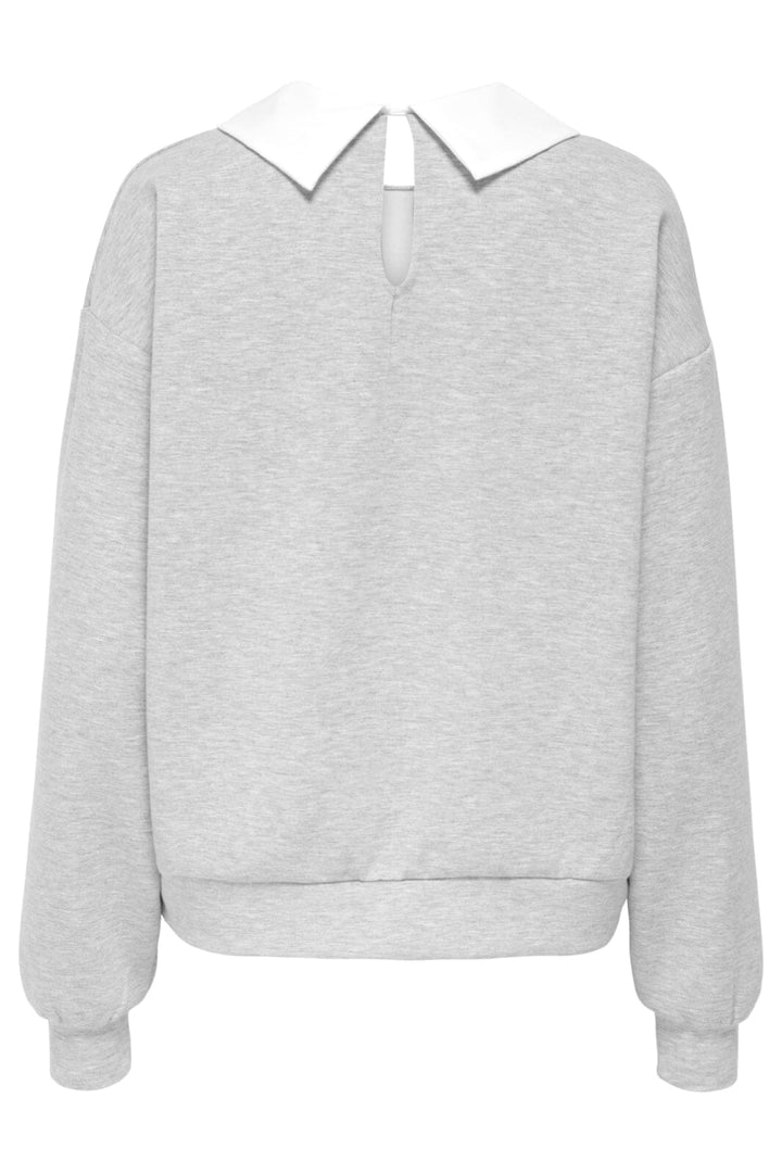 Only - Onlwillow L/S O-Neck Emb. Ub Swt - 4856680 Light Grey Melange Cloud Dancer Woven Sweatshirts 