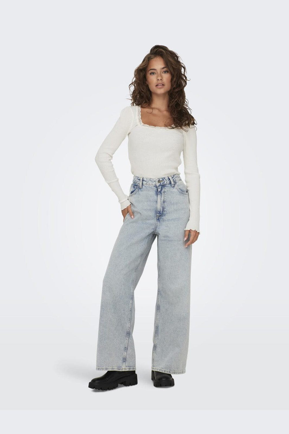 Only - Onlxena L/S Lace Top - 4371280 Cloud Dancer
