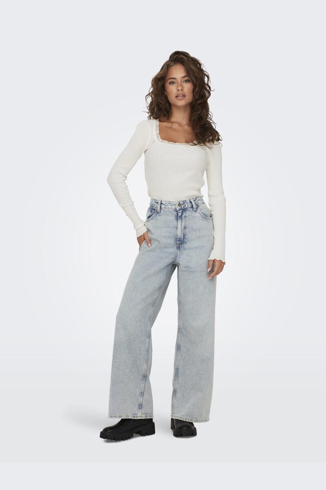 Only - Onlxena L/S Lace Top - 4371280 Cloud Dancer