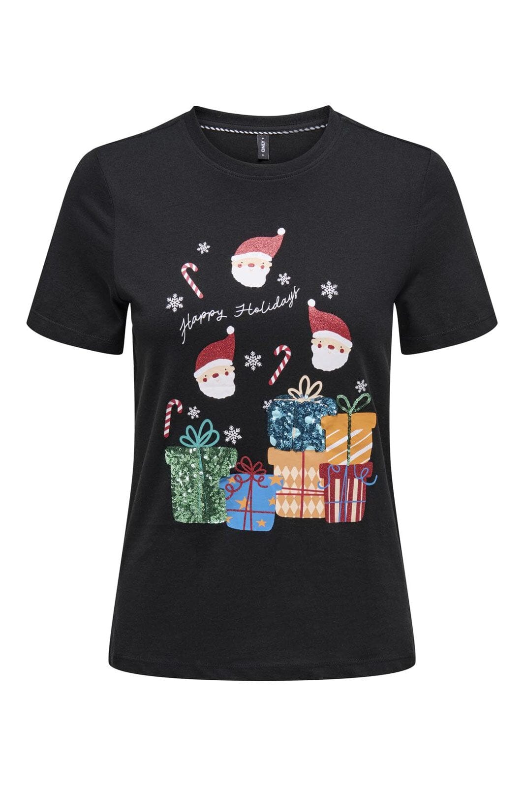 Only - Onlxmas Life Yrsa Christmas S/S Top - 4837839 Black Yrsa Holidays