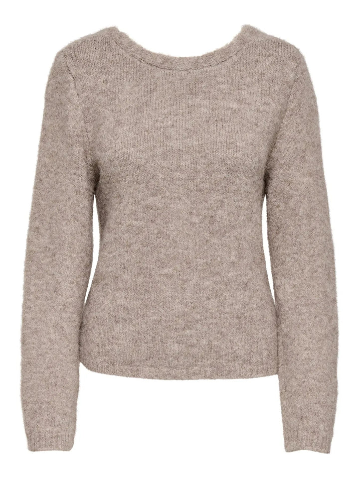 Only - Onlzaggie Life Ls V-Neck Reversib Knt - 5044828 Humus Melange Strikbluser 