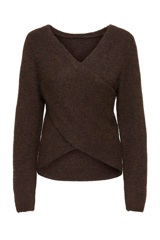 Only - Onlzaggie Life Ls V-Neck Reversib Knt - 5046801 Seal Brown