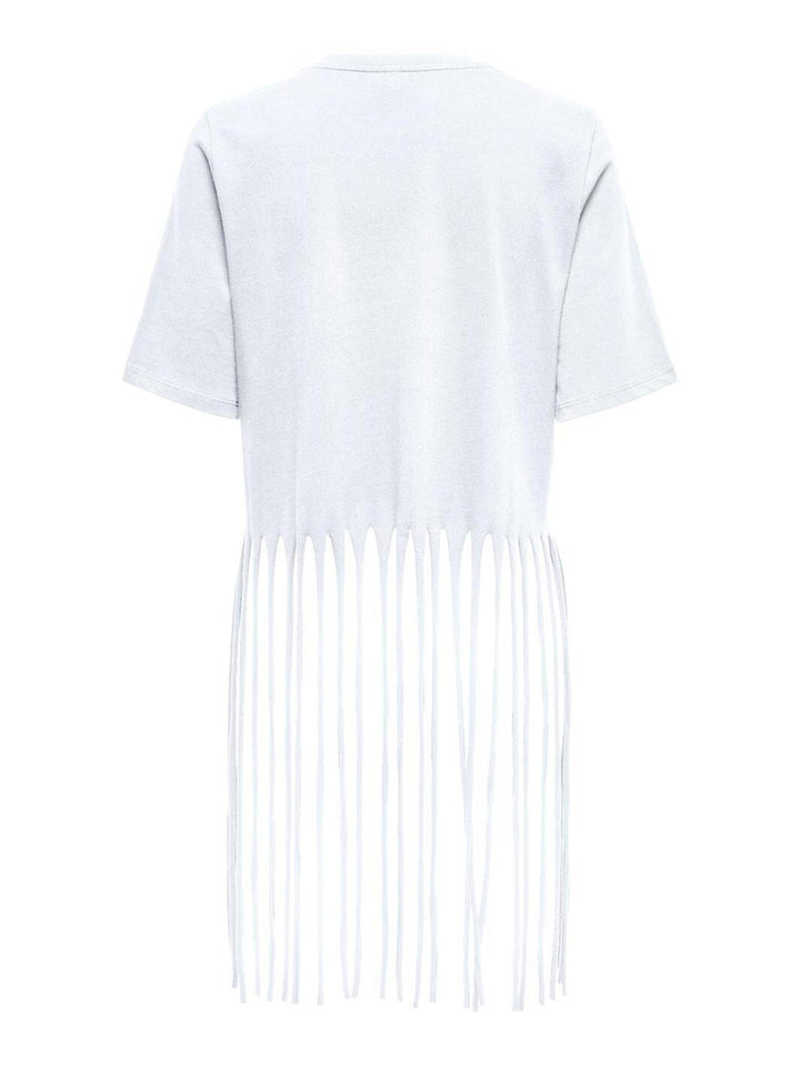 Only - Onlzinna S/S Fringe Top Box - 4832872 Bright White Wide Fringe Hem