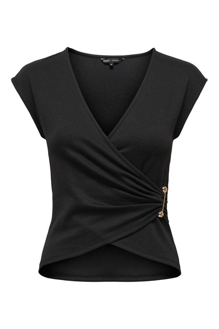 Only - Pgmatilda S/L Draped Top - 5085403 Black