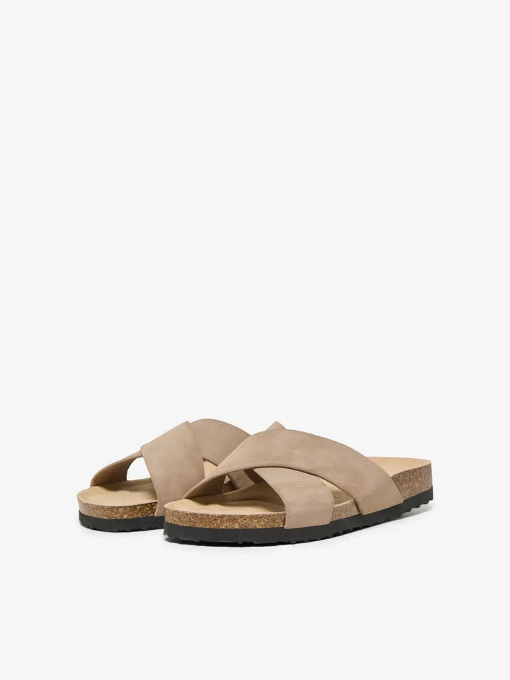 Only Shoes - Onlmaxi Madison-1 Cross Pu Nubuck - 4788983 Taupe Gray Sandaler 