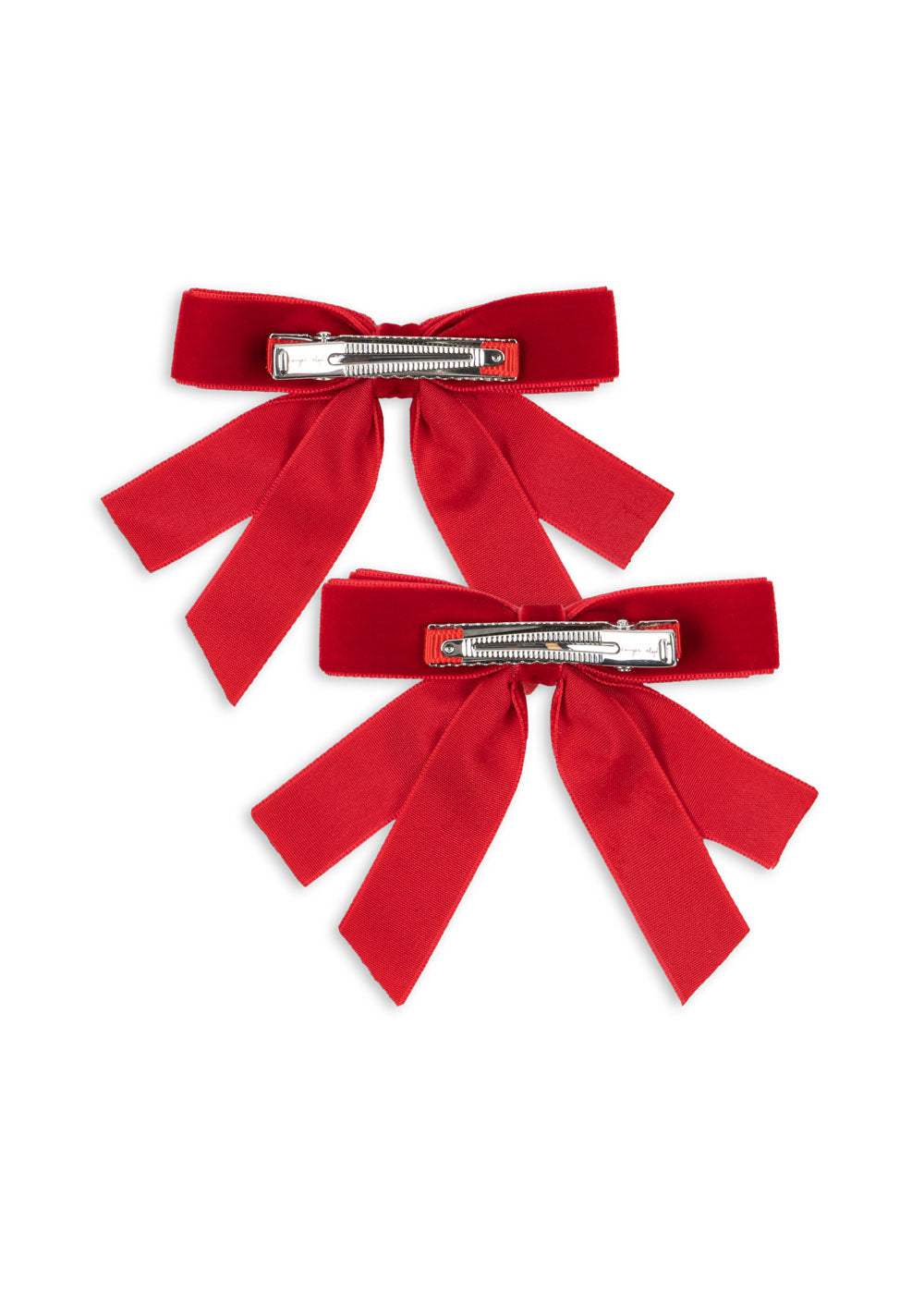 Konges Sløjd - 2 Pack Velvet Double Bow Hair Clips Ks104185 - Barbados Cherry